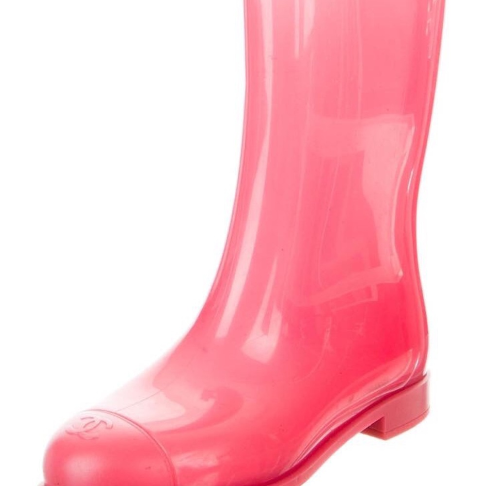 Chanel rare glossy pink cc rain boots - Picture 3 of 4